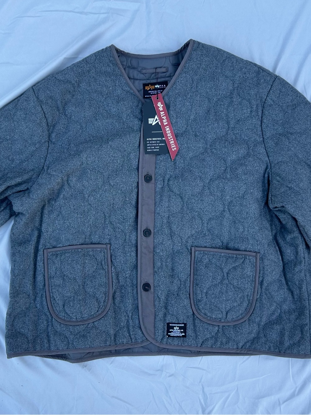 Alpha Industries Men's Quilted Heather Gray Shirt Jacket